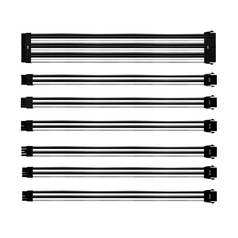 Cooler Master Colored Extension Cable Kit Wit, Zwart